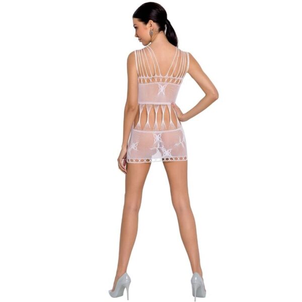 Passion - Woman Bs090 Bodystocking Blanco Talla Unica - Imagen 2