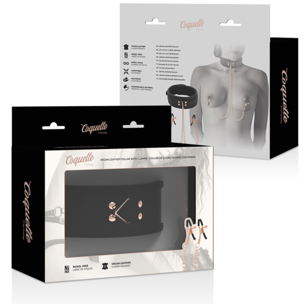Coquette Chic Desire - Fantasy Collar Con Pinzas Pezones Con Forro De Neopreno - Imagen 9