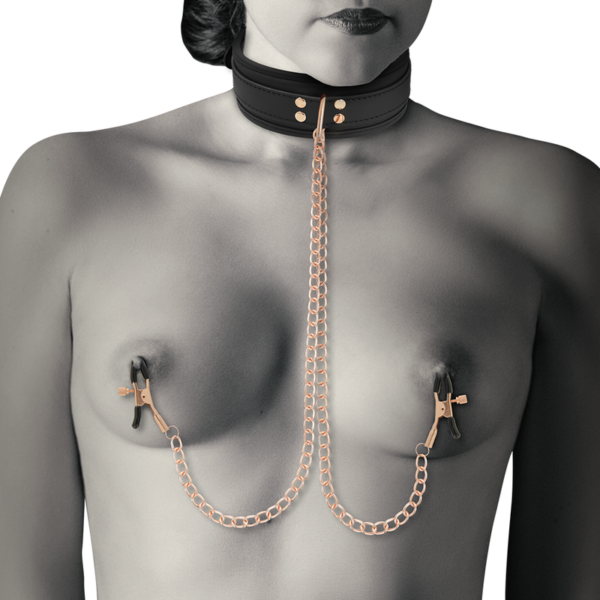 Coquette Chic Desire - Fantasy Collar Con Pinzas Pezones Con Forro De Neopreno - Imagen 2