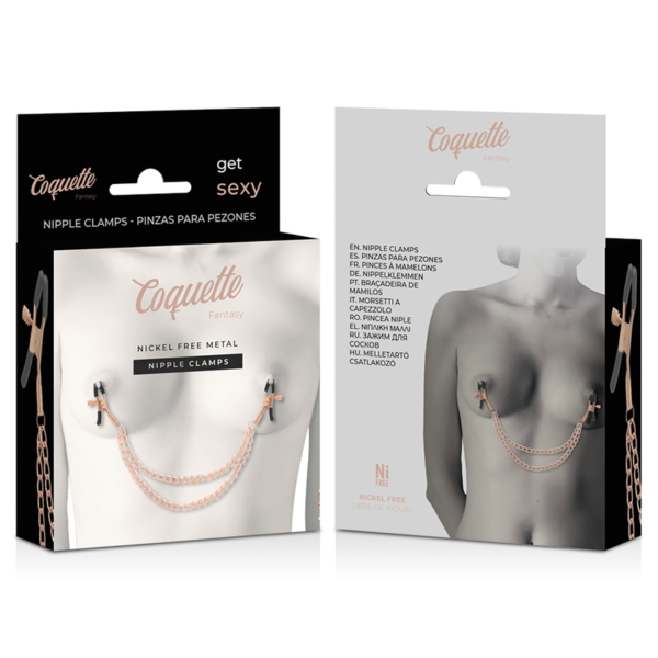 Coquette Chic Desire - Fantasy Pinzas Metalicas Pezones Con Cadena - Imagen 6