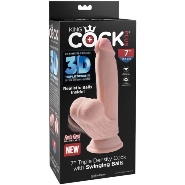 King Cock - Plus 3D Dildo Swinging Balls 15.2 Cm Natural - Imagen 7