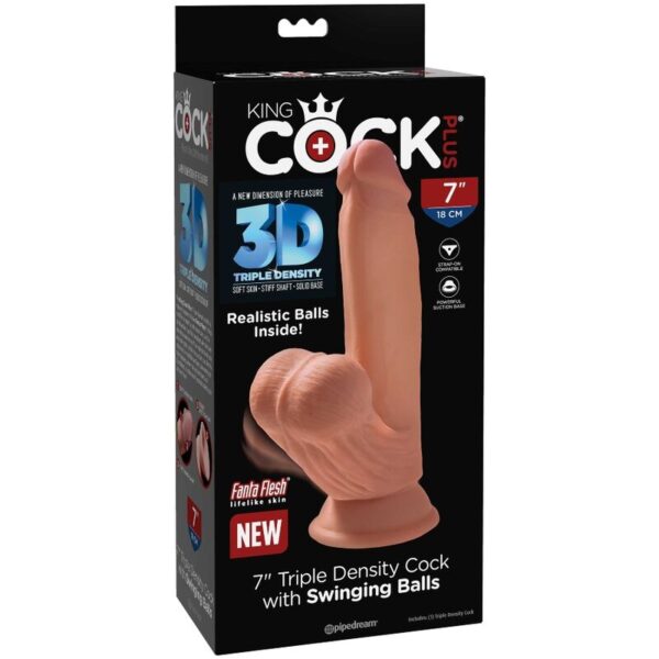 King Cock - Plus 3D Dildo Swinging Balls 15.2 Cm - Imagen 7