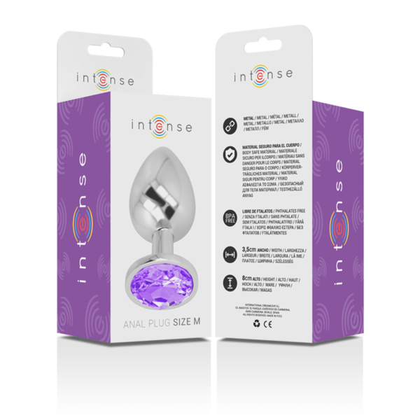 Intense - Plug Anal Metal Aluminio Con Cristal Violeta Talla M - Imagen 7
