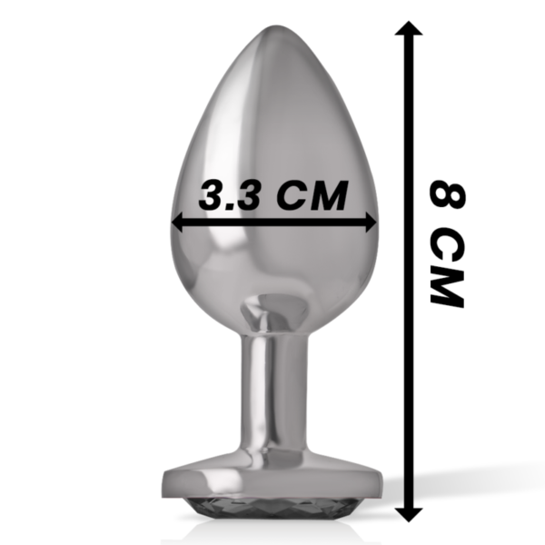 Intense - Plug Anal Metal Aluminio Con Cristal Negro Talla M - Imagen 5
