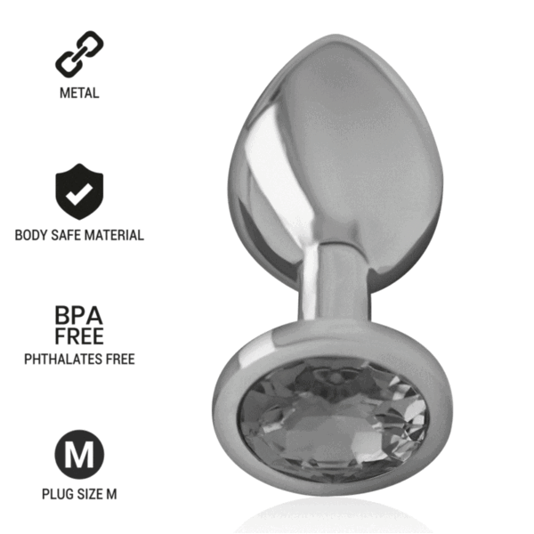 Intense - Plug Anal Metal Aluminio Con Cristal Negro Talla M - Imagen 2
