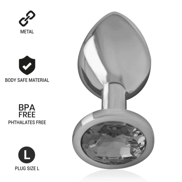 Intense - Plug Anal Metal Aluminio Con Cristal Negro Talla L - Imagen 2