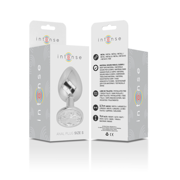 Intense - Plug Anal Metal Aluminio Con Cristal Plata Talla S - Imagen 6