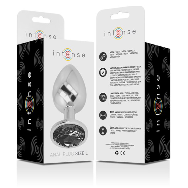 Intense - Plug Anal Metal Aluminio Con Cristal Negro Talla L - Imagen 7