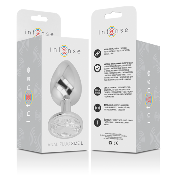 Intense - Plug Anal Metal Aluminio Con Cristal Plata Talla L - Imagen 5