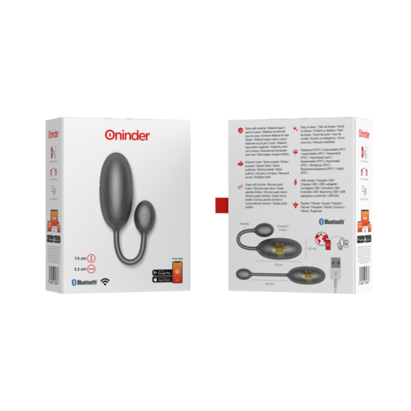 Oninder - Tokyo Huevo Vibrador Negro 7.5 X 3.2 Cm - App Gratuita - Imagen 9