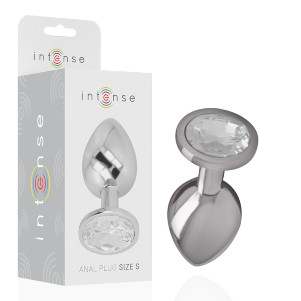 Intense - Plug Anal Metal Aluminio Con Cristal Plata Talla S - Imagen 2