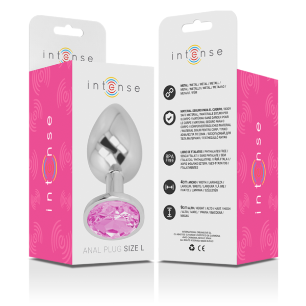 Intense - Plug Anal Metal Aluminio Con Cristal Rosa Talla L - Imagen 7