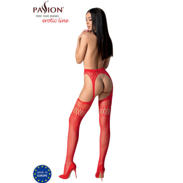 Passion - S026 Medias Con Liguero Rojo Talla Unica - Imagen 4