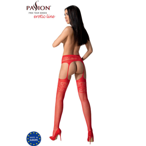 Passion - S029 Medias Con Liguero Rojo Talla Unica - Imagen 4