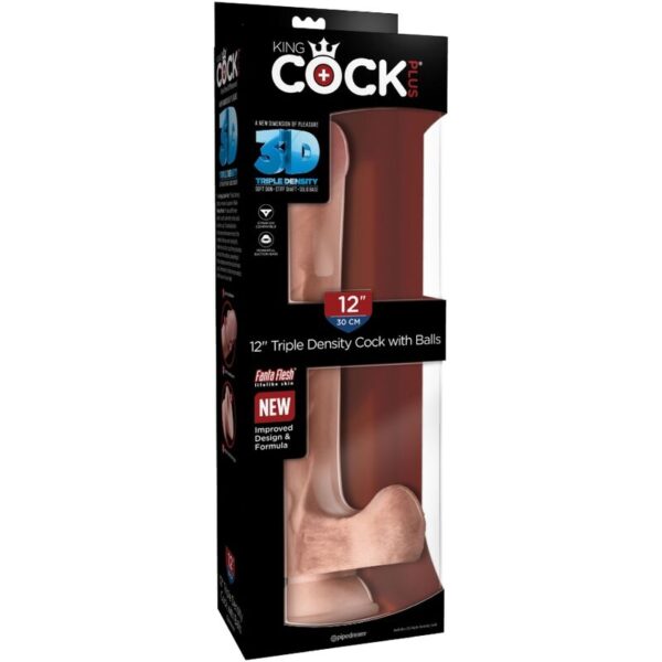 King Cock - Pene Realistico 3D Con Testiculos 24.8 Cm Natural - Imagen 8