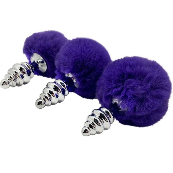 Alive - Anal Pleasure Plug Espiral Metal Pompon Violeta Oscuro Talla S - Imagen 4