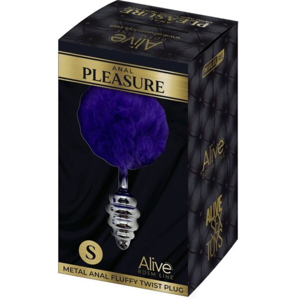 Alive - Anal Pleasure Plug Espiral Metal Pompon Violeta Oscuro Talla S - Imagen 5