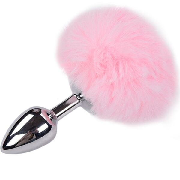 Alive - Anal Pleasure Plug Liso Metal Pompon Rosa Talla S
