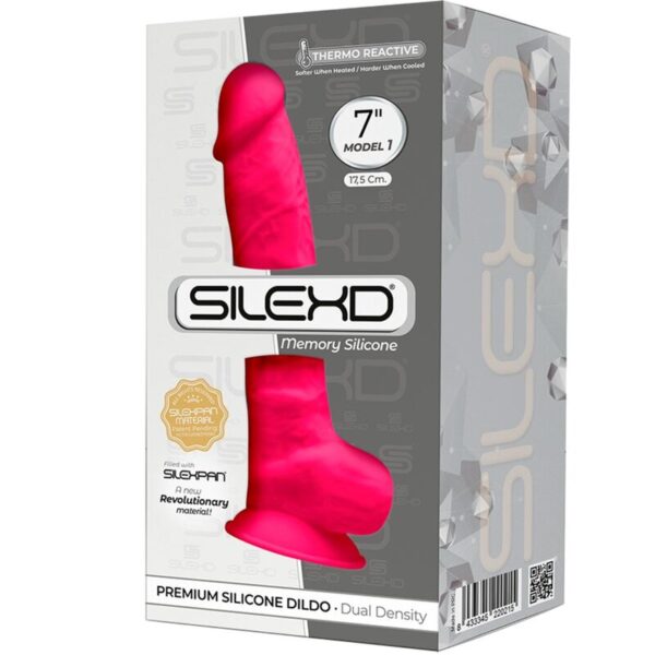 Silexd - Modelo 1 Pene Realistico Silicona Premium Silexpan Fucsia 17.5 Cm - Imagen 3