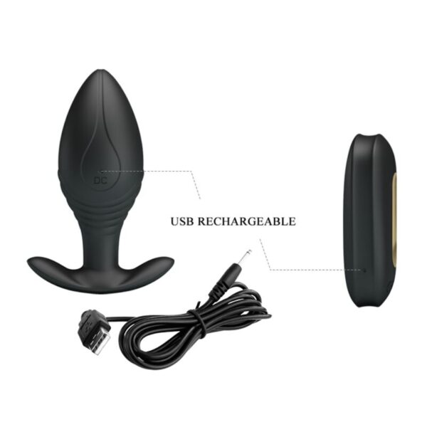 Pretty Love - Regina Plug Anal Vibrador Recargable Negro - Imagen 10