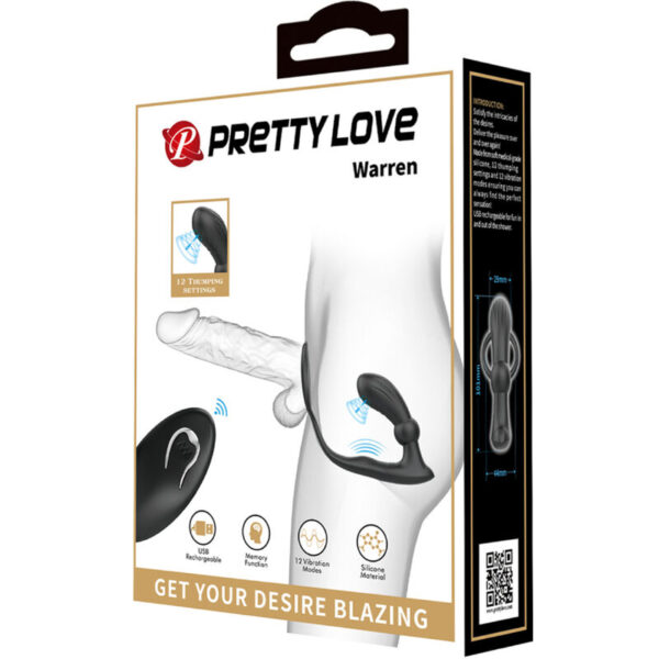 Pretty Love - Warren Anillo & Vibrador Anal Negro - Imagen 7