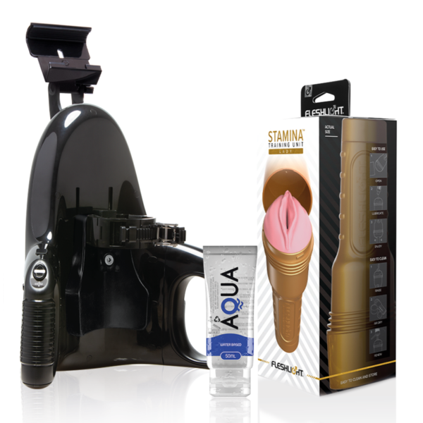 Fleshlight - Pink Lady Stamina Training Unit + Universal Launch + Lubricante Aqua Quality 50 Ml