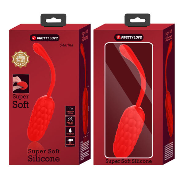 Pretty Love - Huevo Vibrador Con Textura Marina Recargable Rojo - Imagen 9