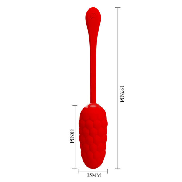 Pretty Love - Huevo Vibrador Con Textura Marina Recargable Rojo - Imagen 6