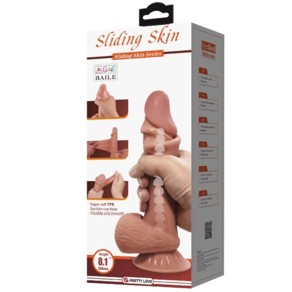 Pretty Love - Sliding Skin Series Dildo Realístico Con Ventosa Piel Deslizante Moreno 21.8 Cm - Imagen 7