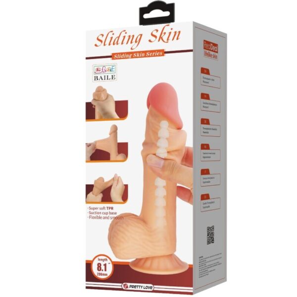 Pretty Love - Sliding Skin Series Dildo Realístico Con Ventosa Piel Deslizante 20.6 Cm - Imagen 7