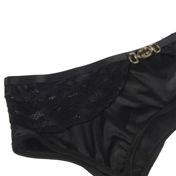Subblime - Set De 3 Piezas Sujetador + Tanga + Liga Encaje Negro S/M - Imagen 7