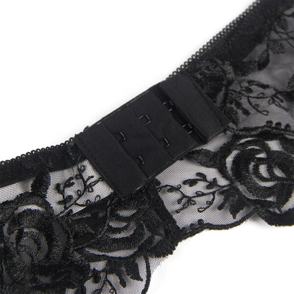 Subblime - Set De 3 Piezas Sujetador + Tanga + Liga Estampado Floral Negro L/Xl - Imagen 5