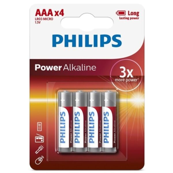 Philips - Power Alkaline Pila Aaa Lr03 Blister*4