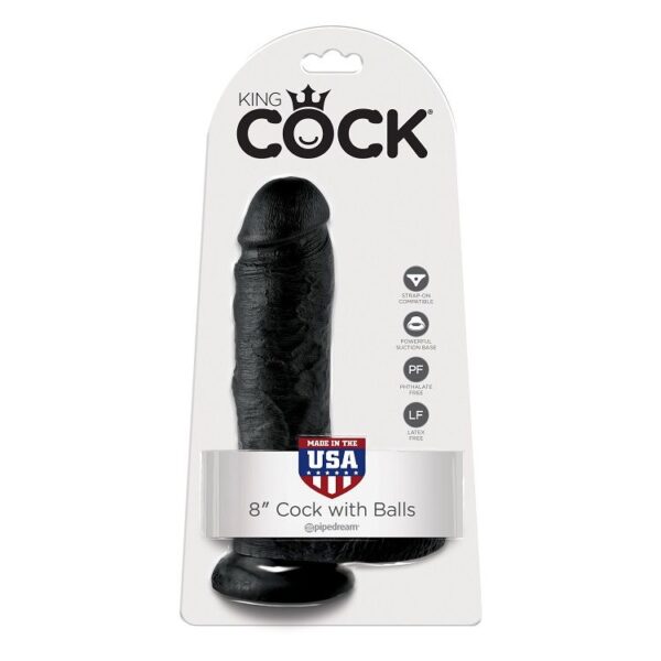 King Cock - 8 Pene Realistico Negro 20.3 Cm
