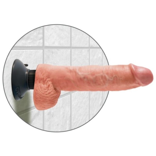 King Cock - Dildo Vibrador Con Testiculos 25.5 Cm Color Natural - Imagen 4