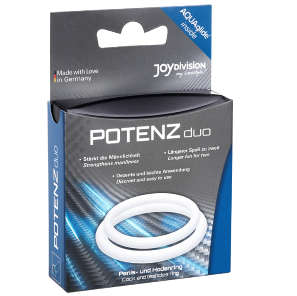 Joydivision Potenzduo - Anillos Para Pene Blanco - M - Imagen 3