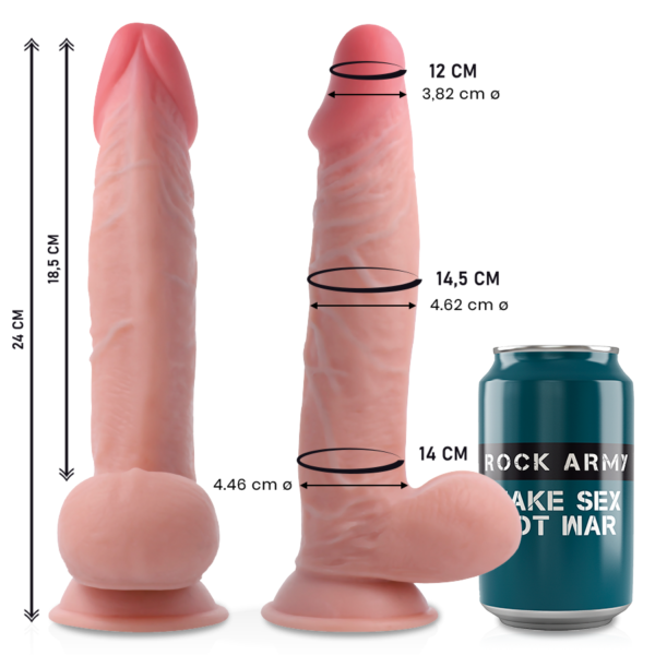 Rockarmy - Dual Density Sherman Dildo Realista 24 Cm -O- 4.62 Cm - Imagen 2