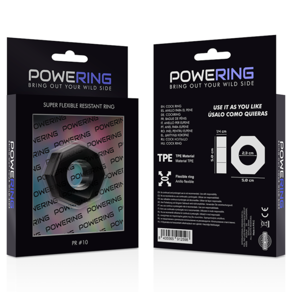 Powering - Super Flexible Y Resistente Anillo Pene  5Cm Pr10 Negro - Imagen 12