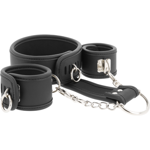 Fetish Submissive - Collar Y Esposas Cuero Vegano Con Forro De Nopreno - Imagen 2