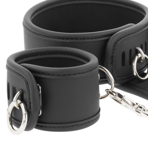 Fetish Submissive - Collar Y Esposas Cuero Vegano Con Forro De Nopreno - Imagen 5