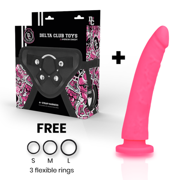 Delta Club - Toys Arnes + Dildo Rosa Silicona Medica 17 Cm -O- 3 Cm - Imagen 2