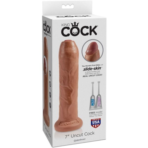 King Cock - Pene Realistico Con Prepucio 17.8 Cm Caramelo - Imagen 3