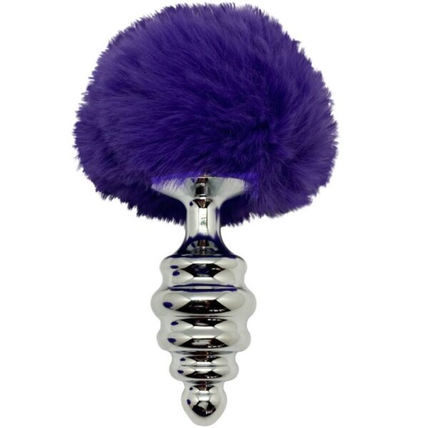 Alive - Anal Pleasure Plug Espiral Metal Pompon Violeta Oscuro Talla S - Imagen 3