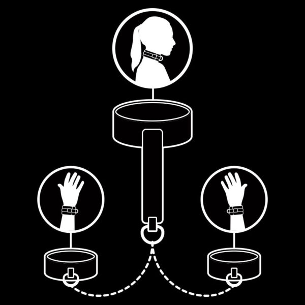 Fetish Submissive - Collar Y Esposas Cuero Vegano Con Forro De Nopreno - Imagen 3