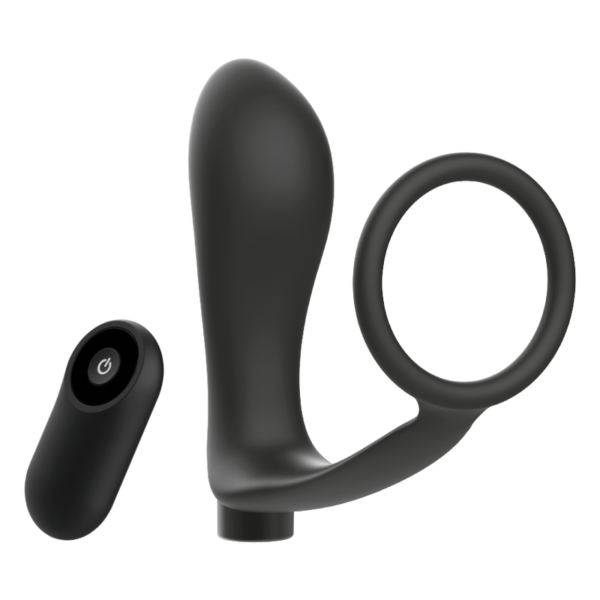 Addicted Toys - Anilla Pene Con Plug Anal Control Remoto Negro Recargable - Imagen 3