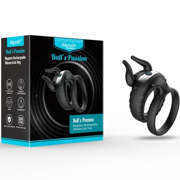 Armony - Bull'S Pasion Anillo Vibrador 10 Velocidades Negro - Imagen 7