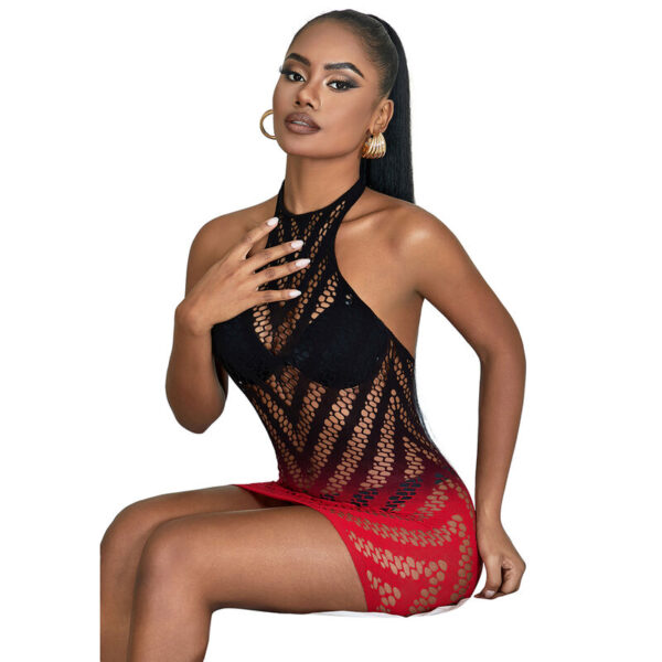 Subblime - 952242 Bodystocking De Rejilla Elstico Degradado Rojo Y Negro Talla Única - Imagen 6