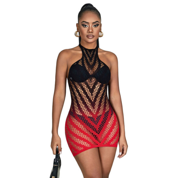 Subblime - 952242 Bodystocking De Rejilla Elstico Degradado Rojo Y Negro Talla Única - Imagen 3