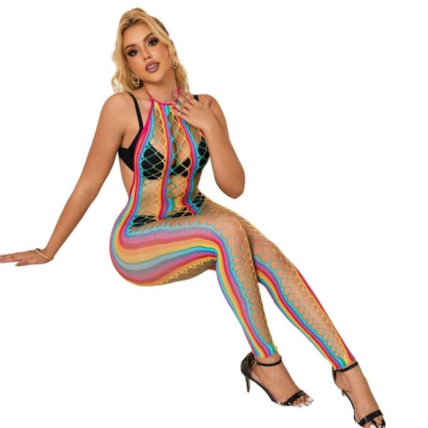 Subblime - 952358 Bodystocking De Rejilla Cuello Halter Arcoiris Talla Única - Imagen 5