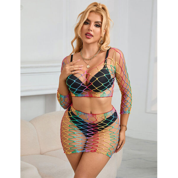 Subblime - 952440 Bodystocking De Rejilla 2 Piezas Manga Larga Arcoiris Talla Única - Imagen 7